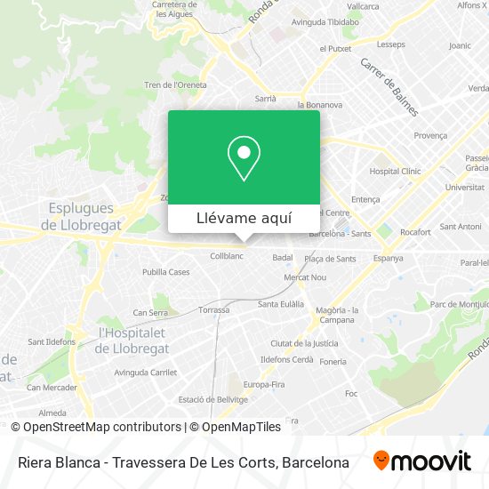 Mapa Riera Blanca - Travessera De Les Corts