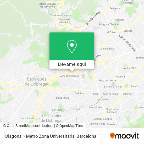 Mapa Diagonal - Metro Zona Universitària