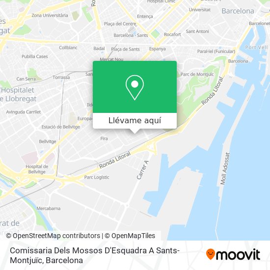 Mapa Comissaria Dels Mossos D'Esquadra A Sants-Montjuïc