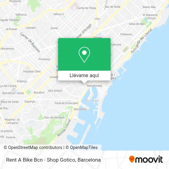 Mapa Rent A Bike Bcn - Shop Gotico