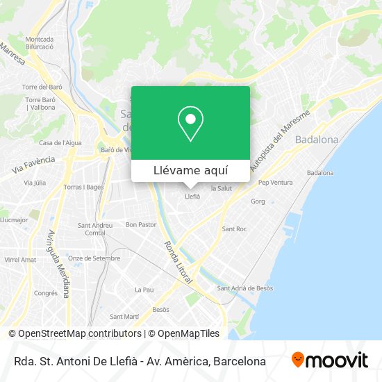 Mapa Rda. St. Antoni De Llefià - Av. Amèrica