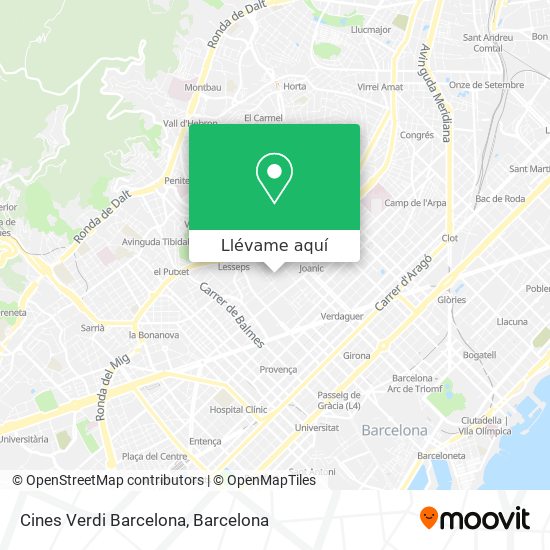 Mapa Cines Verdi Barcelona