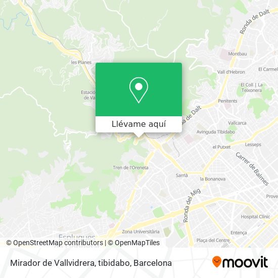 Mapa Mirador de Vallvidrera, tibidabo