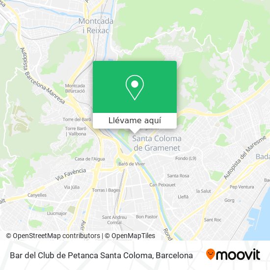 Mapa Bar del Club de Petanca Santa Coloma