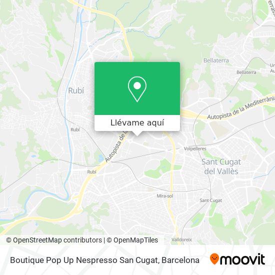 Cómo llegar a Boutique Pop Up Nespresso San Cugat en Sant Cugat Del Vallès  en Autobús, Tren, Metro o Funicular?