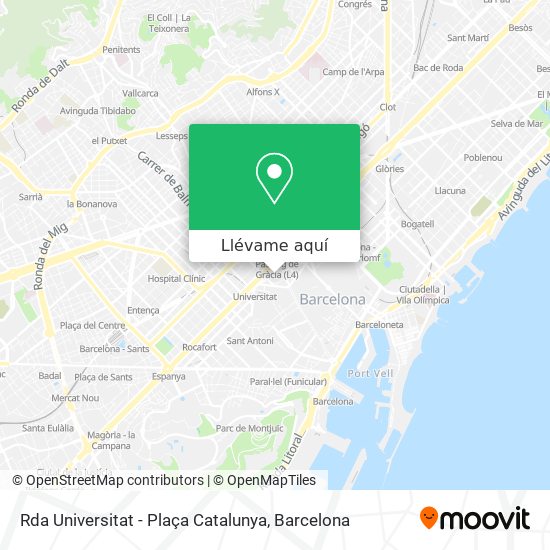 Mapa Rda Universitat - Plaça Catalunya