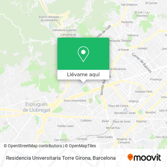 Mapa Residencia Universitaria Torre Girona