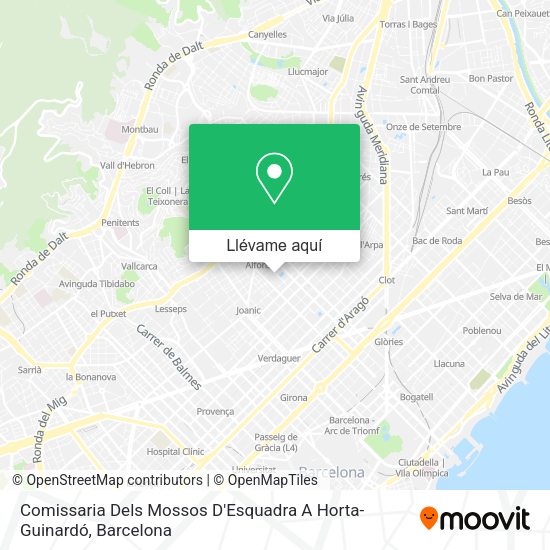 Mapa Comissaria Dels Mossos D'Esquadra A Horta-Guinardó