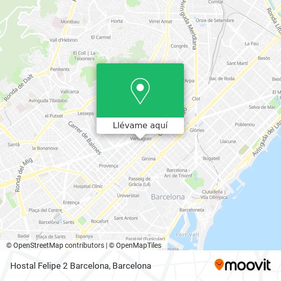 Mapa Hostal Felipe 2 Barcelona