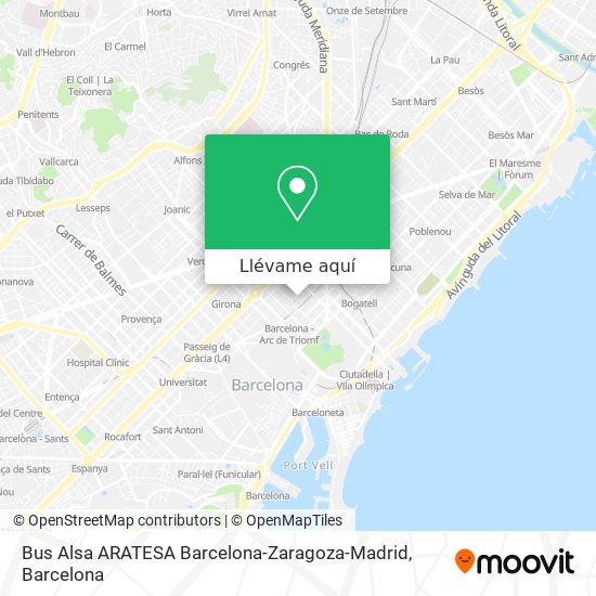 Mapa Bus Alsa ARATESA Barcelona-Zaragoza-Madrid