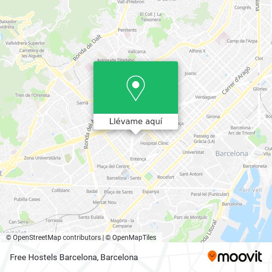 Mapa Free Hostels Barcelona