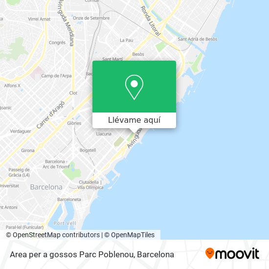 Mapa Area per a gossos Parc Poblenou