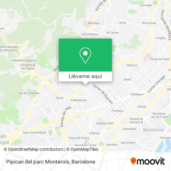 Mapa Pipican del parc Monterols