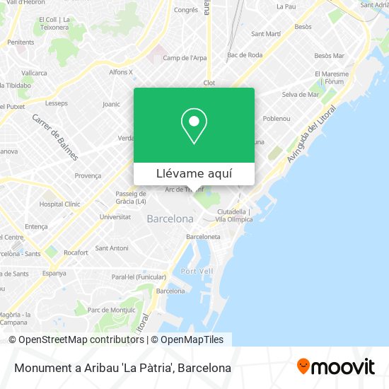 Mapa Monument a Aribau 'La Pàtria'