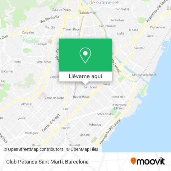Mapa Club Petanca Sant Marti