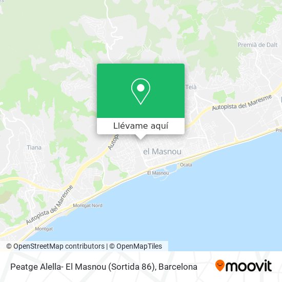 Mapa Peatge Alella- El Masnou (Sortida 86)