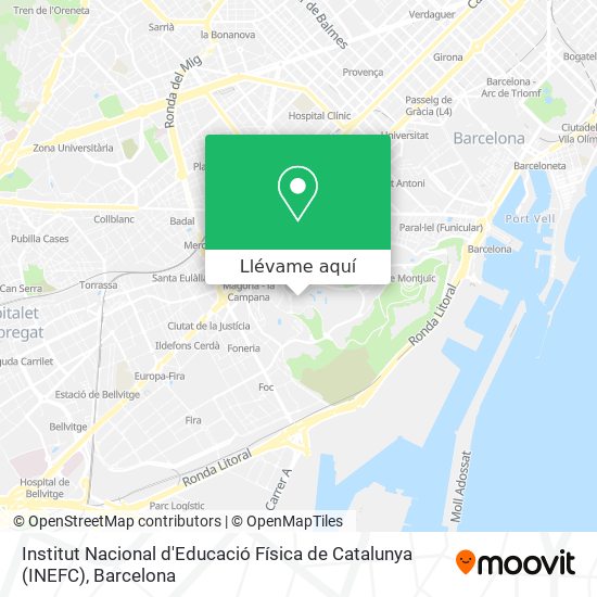 Mapa Institut Nacional d'Educació Física de Catalunya (INEFC)