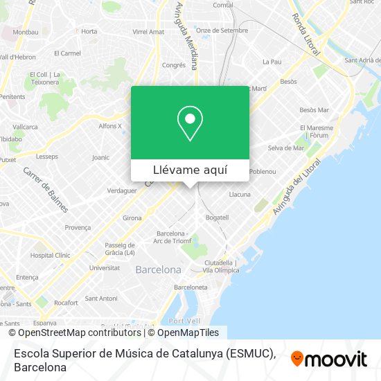 Mapa Escola Superior de Música de Catalunya (ESMUC)