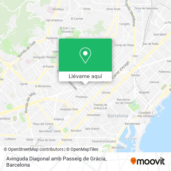 Mapa Avinguda Diagonal amb Passeig de Gràcia