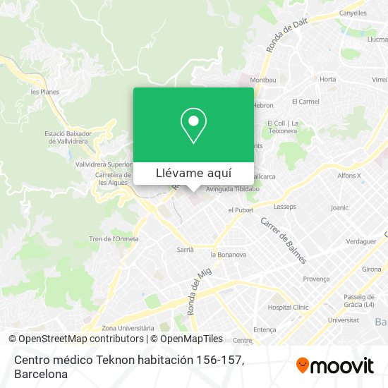 Mapa Centro médico Teknon habitación 156-157