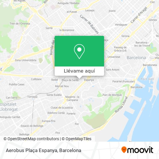 Mapa Aerobus Plaça Espanya