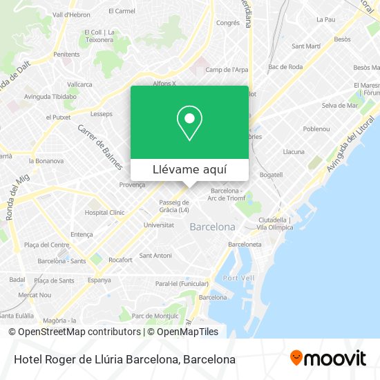 Mapa Hotel Roger de Llúria Barcelona