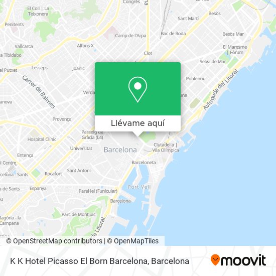 Mapa K K Hotel Picasso El Born Barcelona