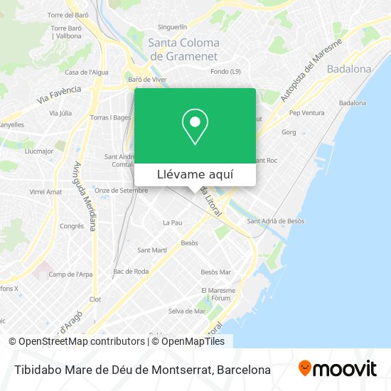 Mapa Tibidabo Mare de Déu de Montserrat
