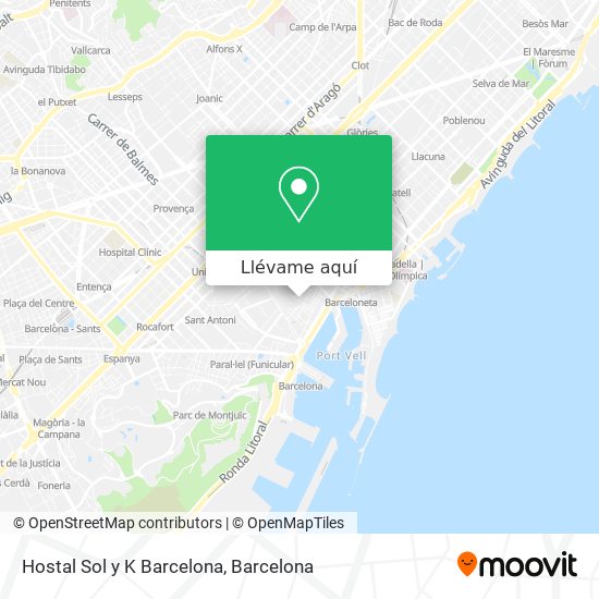 Mapa Hostal Sol y K Barcelona