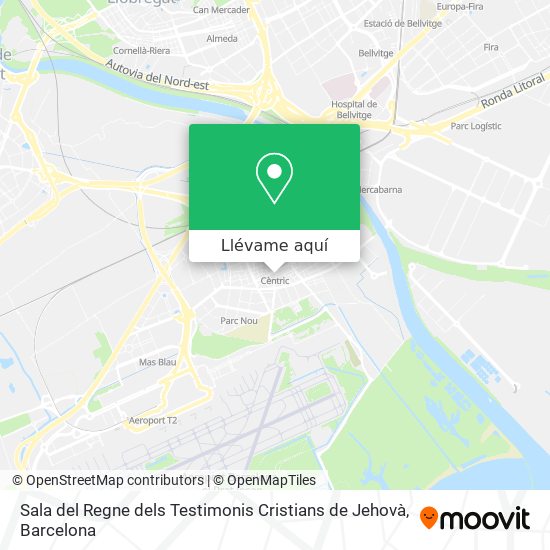 Mapa Sala del Regne dels Testimonis Cristians de Jehovà