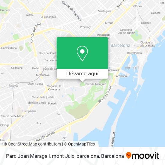 Mapa Parc Joan Maragall, mont Juic, barcelona