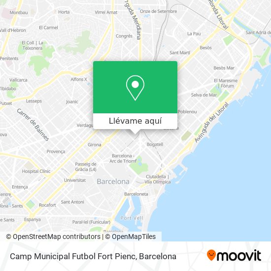 Mapa Camp Municipal Futbol Fort Pienc
