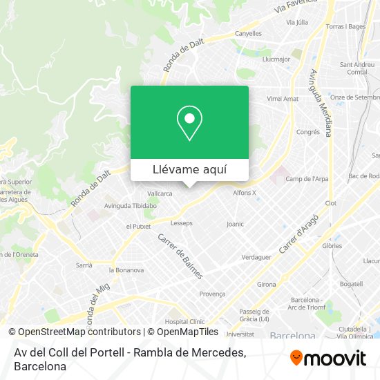 Mapa Av del Coll del Portell - Rambla de Mercedes