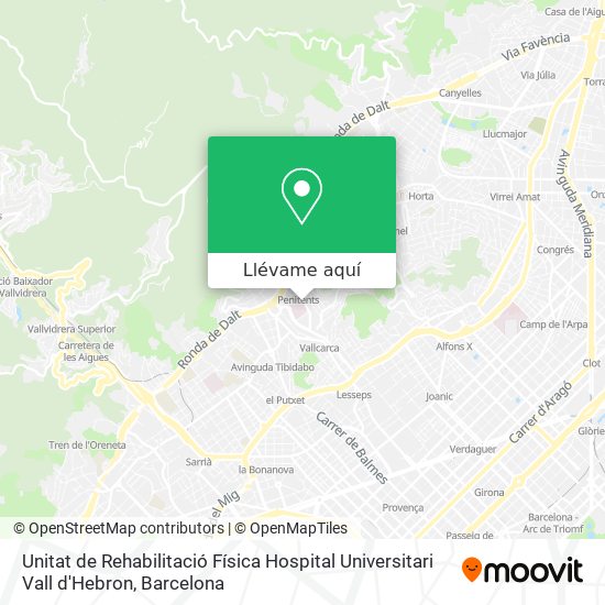 Mapa Unitat de Rehabilitació Física Hospital Universitari Vall d'Hebron