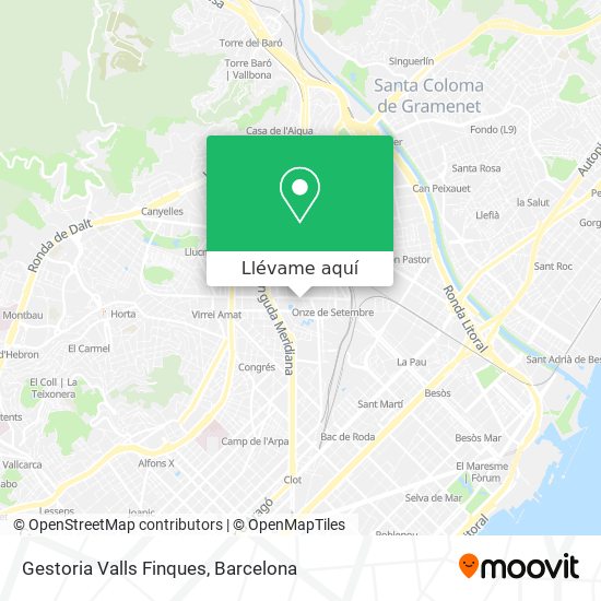 Cómo llegar Gestoria Valls Finques en Barcelona en Metro, Autobús, Tren