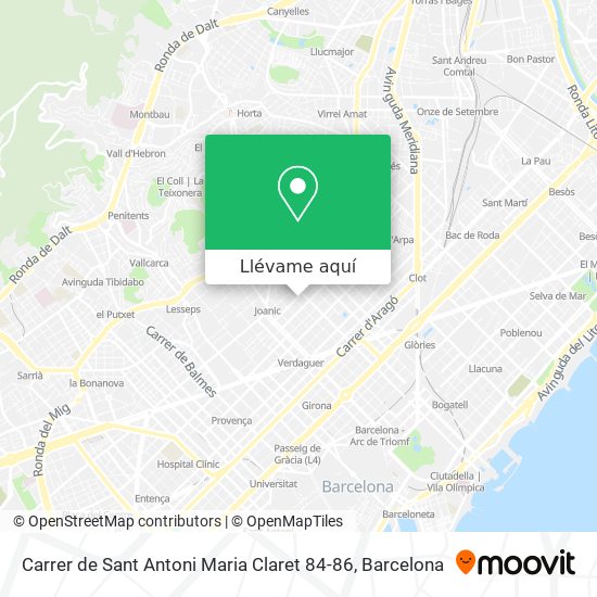 Mapa Carrer de Sant Antoni Maria Claret 84-86