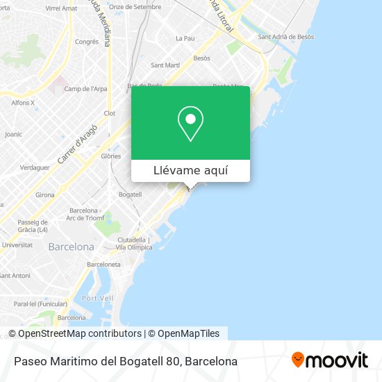 Mapa Paseo Maritimo del Bogatell 80