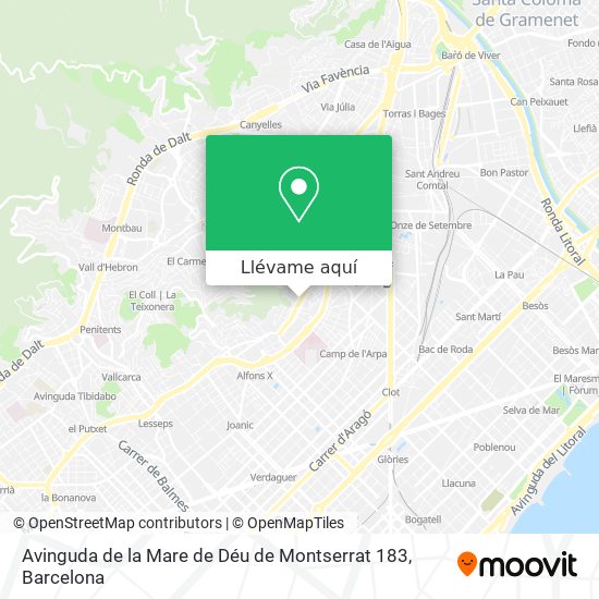 Mapa Avinguda de la Mare de Déu de Montserrat 183