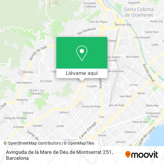 Mapa Avinguda de la Mare de Déu de Montserrat 251
