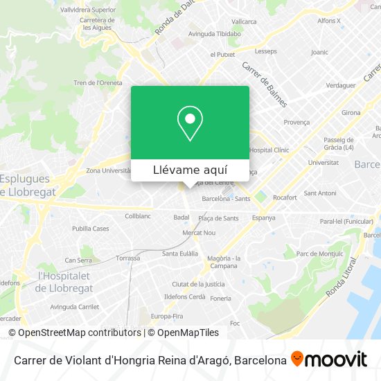 Mapa Carrer de Violant d'Hongria Reina d'Aragó