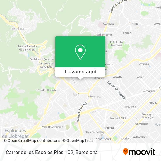 Mapa Carrer de les Escoles Pies 102