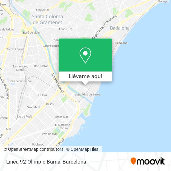 Mapa Línea 92 Olimpic Barna