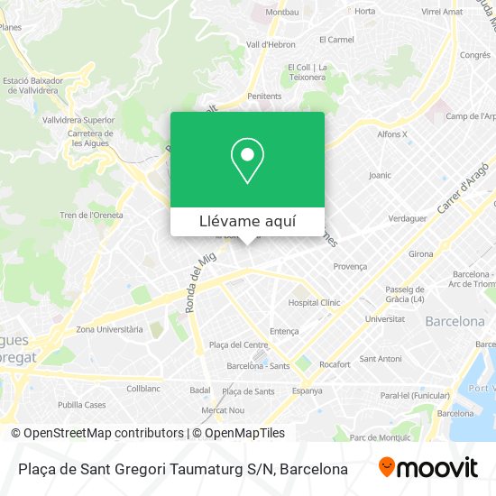 Mapa Plaça de Sant Gregori Taumaturg S / N