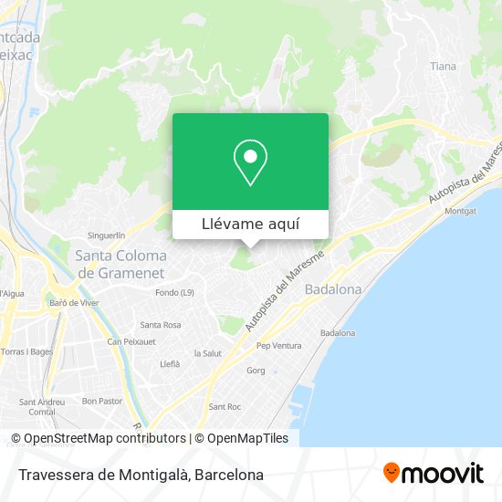 Mapa Travessera de Montigalà