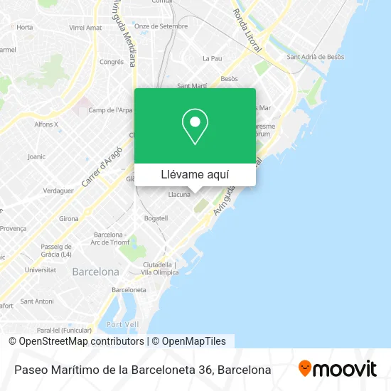Mapa Paseo Marítimo de la Barceloneta 36