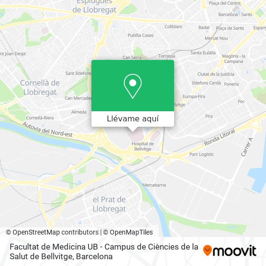 Mapa Facultat de Medicina UB - Campus de Ciències de la Salut de Bellvitge