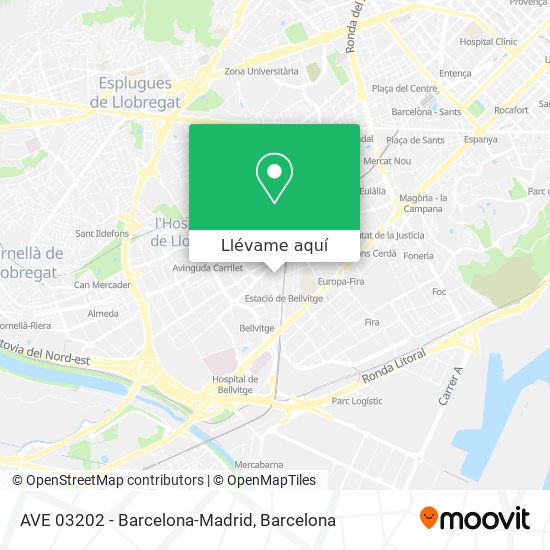 Mapa AVE 03202 - Barcelona-Madrid