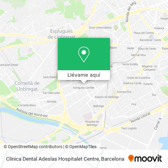 Mapa Clínica Dental Adeslas Hospitalet Centre