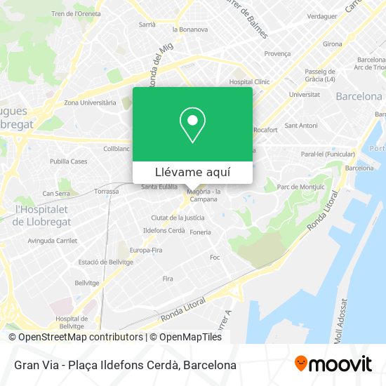 Mapa Gran Via - Plaça Ildefons Cerdà