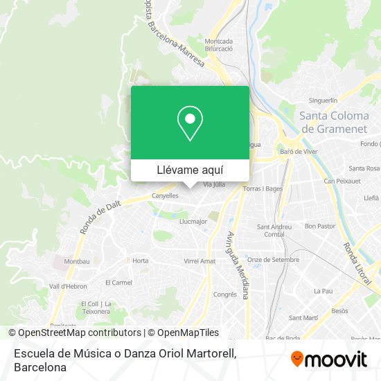 Mapa Escuela de Música o Danza Oriol Martorell